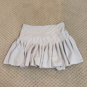 Light Gray Pleated Mini Skirt with Built-In Shorts